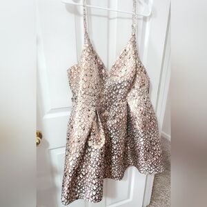 Twice Chic Boutique Rose Gold Sequin Scallop Dress